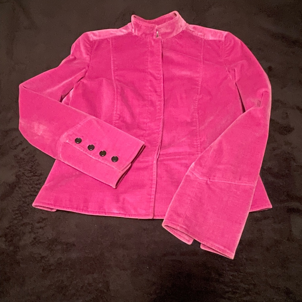 Vintage CARLISLE Magenta Velvet Fitted Blazer with Peplum Detail